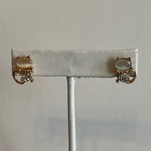 Gold Jeweled Cat Earrings